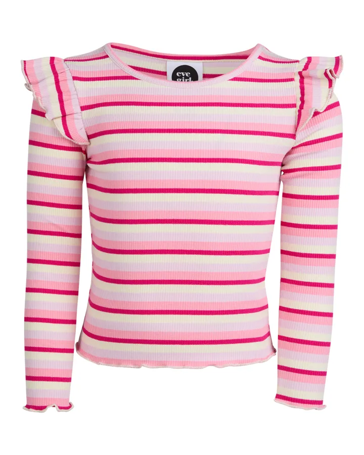 Eve Girl - ANNIE FRILL LS RIB - Pink - Kids SIze 3-7