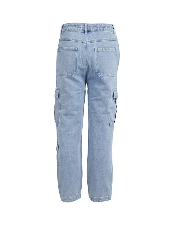 Eve Girl - Avery Cargo Jean - Denim - Kids Size 8-14 - Image 3