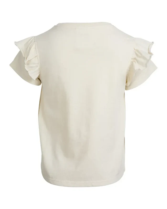 Eve Girl - Chloe Cherry Frill Tee - Vintage White - Kids Size 3-7 - Image 3