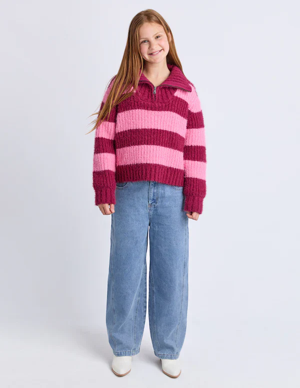 Eve Girl - Daria 1/4 Zip Knit - Cranberry - Kids Size 8-16