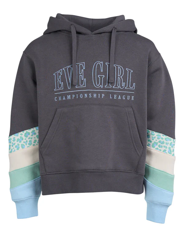 Eve Girl - League Panel Hoodie - Charcoal - Kids Size 8-14