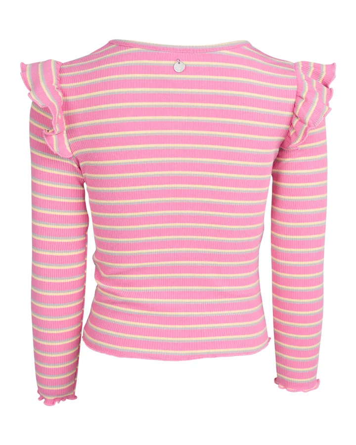 Eve Girl - Maya Frill LSLV Rib - Pink - Kids Size 3-7 - Image 3