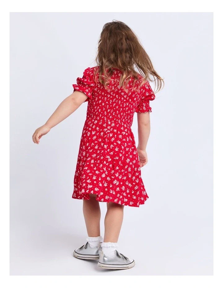 Eve Girl - Poppy Shirred Dress - Red - Kids Size 3-7 - Image 5