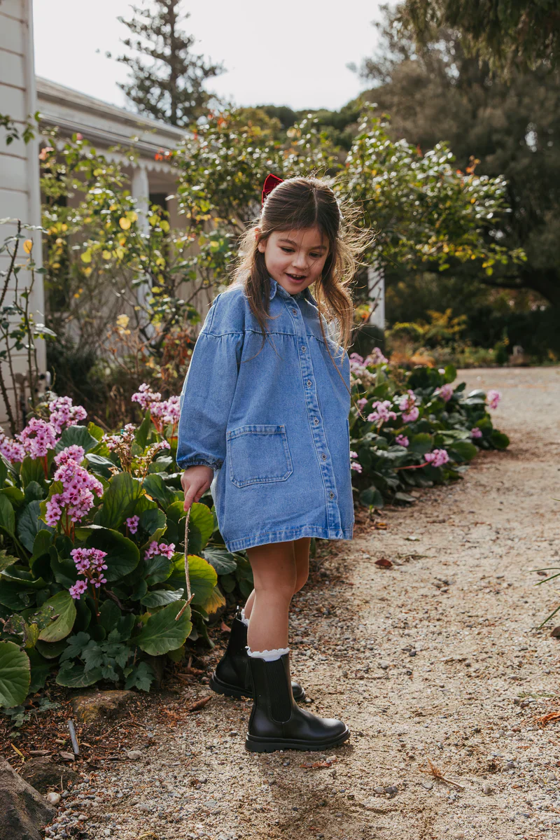 Eve Girl - Quinn Babydoll Dress - Blue - Kids Size 3-7 - Image 2