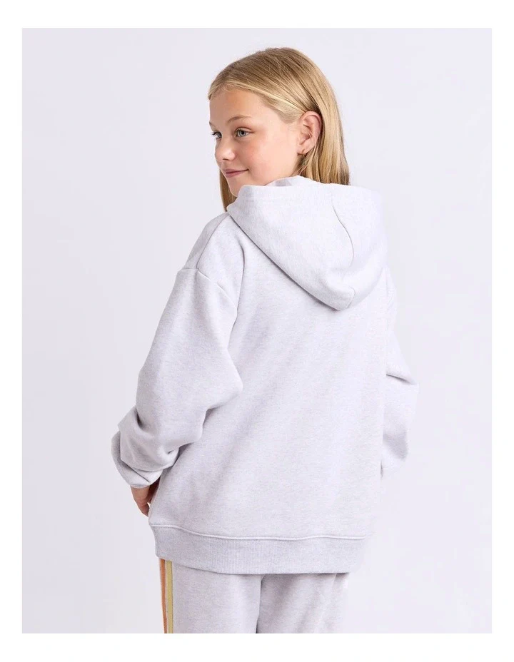 Eve Girl - Retro Hoodie - Grey Marle - Kids Size 8-14 - Image 3
