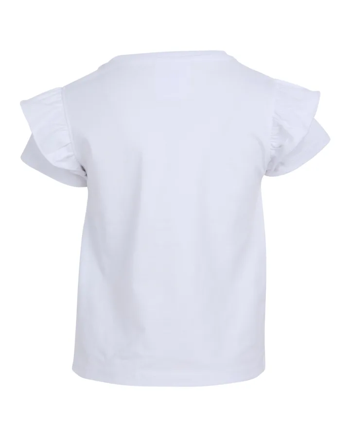 Eve Girl - Sardines Frill Tee - White - Kids Size 3-7 - Image 3