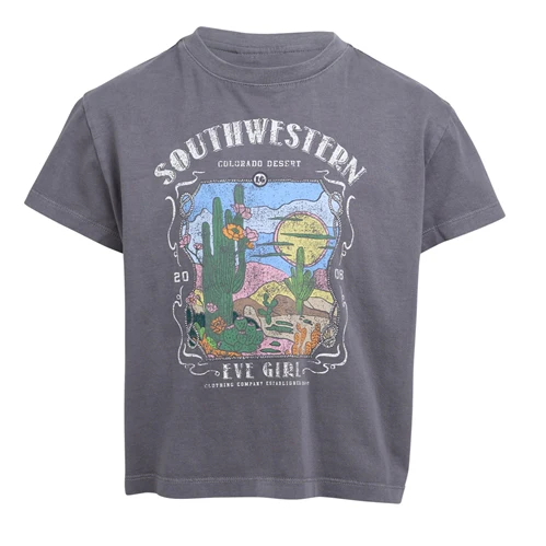 Eve Girl - Vintage Desert Tee - Charcoal - Kids Size 8-14