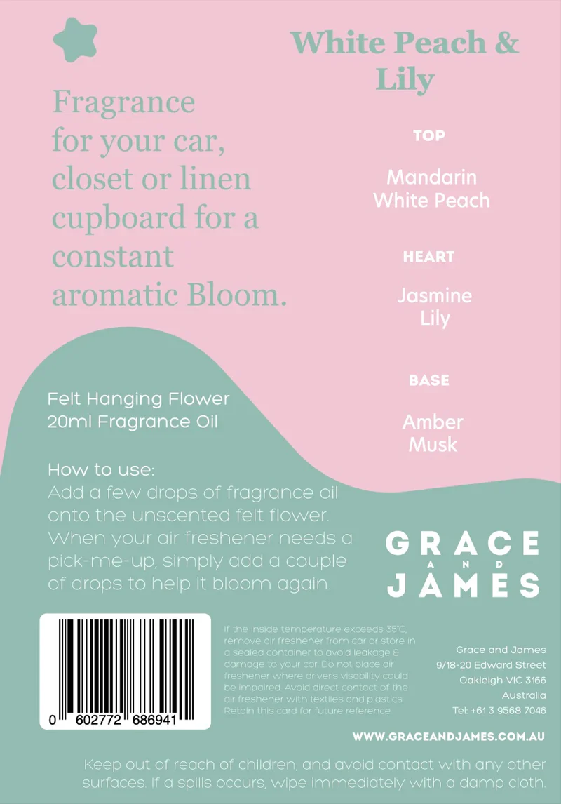 Grace & James - White Peach & Lily Air Freshener - Image 3