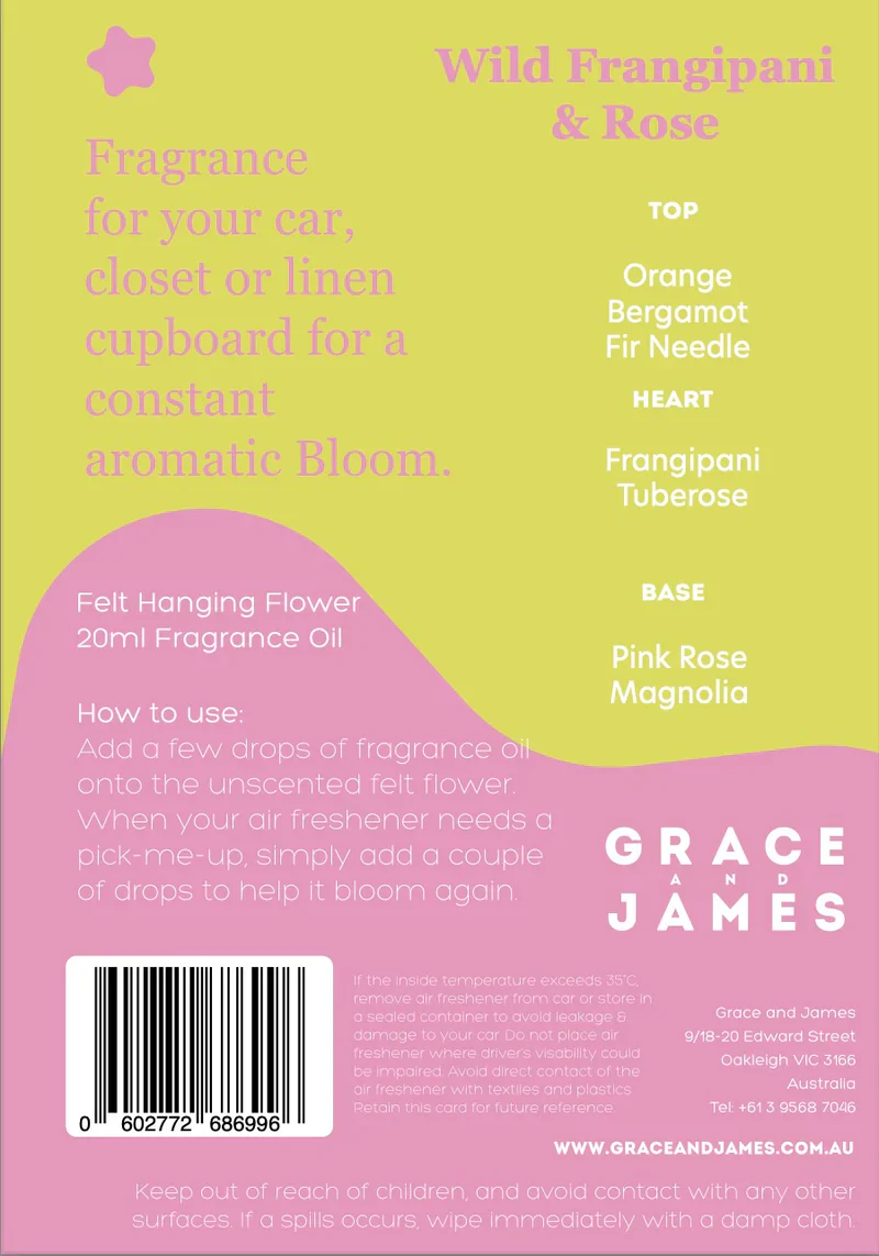 Grace & James - Wild Frangipani & Rose Air Freshener - Image 3
