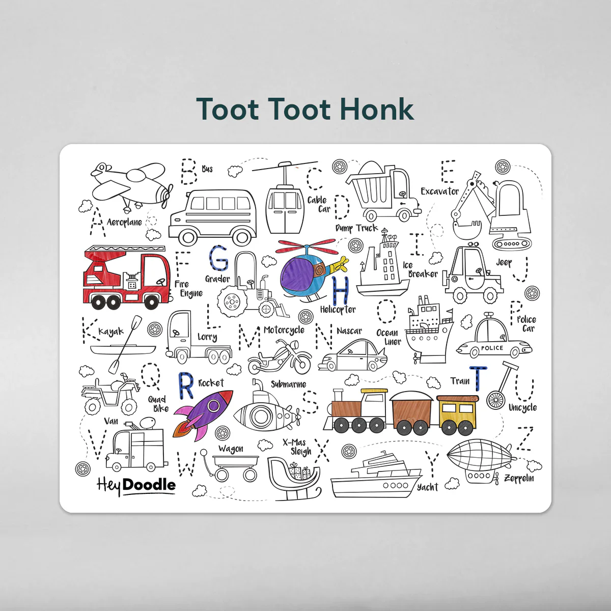 HeyDoodle - Toot Toot Honk Classic Colouring & Doodle Mat - Image 4