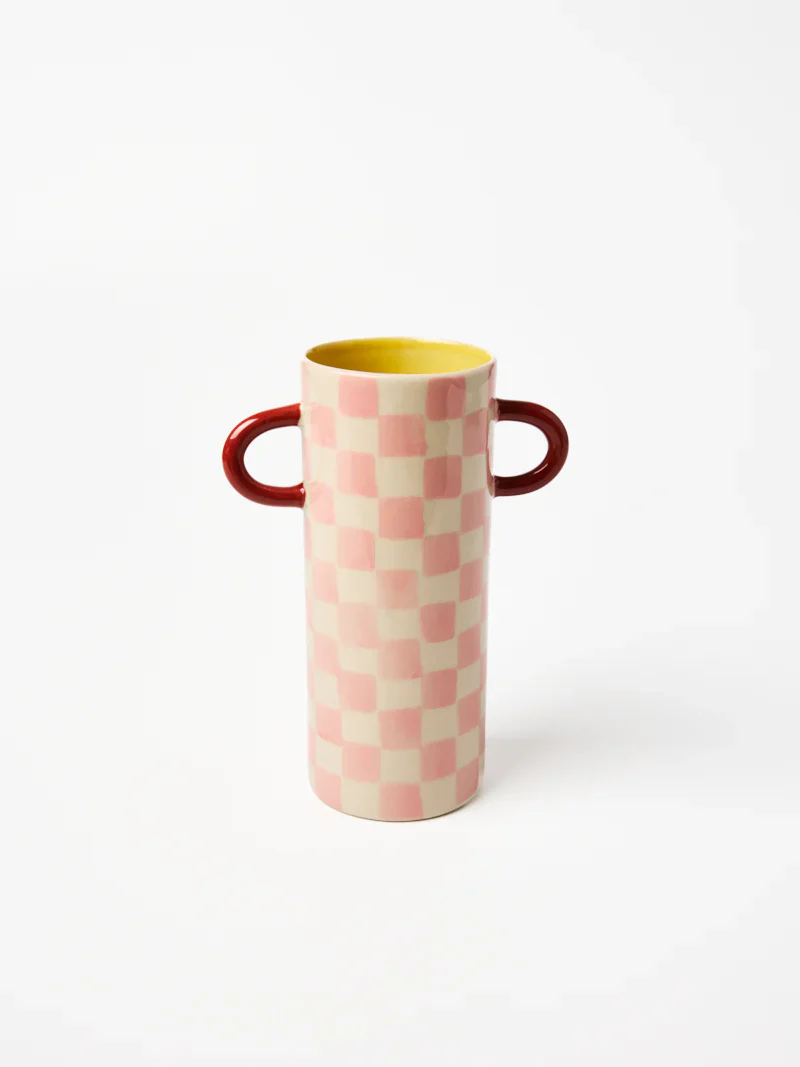 Jones & Co - Griffe Bud Vase Pink Check
