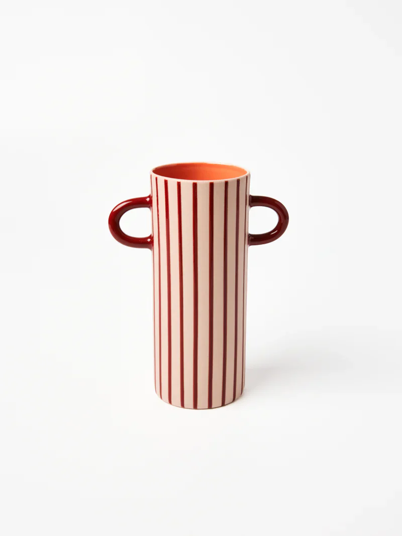 Jones & Co - Griffe Bud Vase Pink Pinstripe