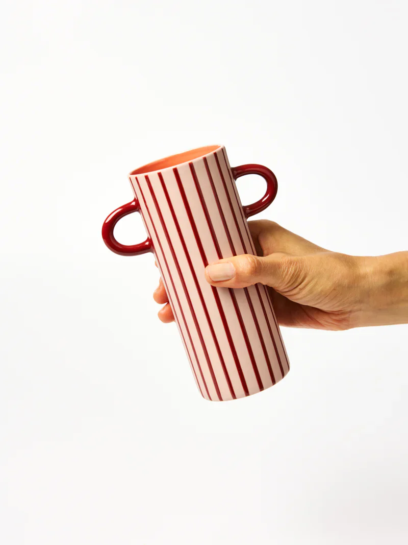 Jones & Co - Griffe Bud Vase Pink Pinstripe - Image 2
