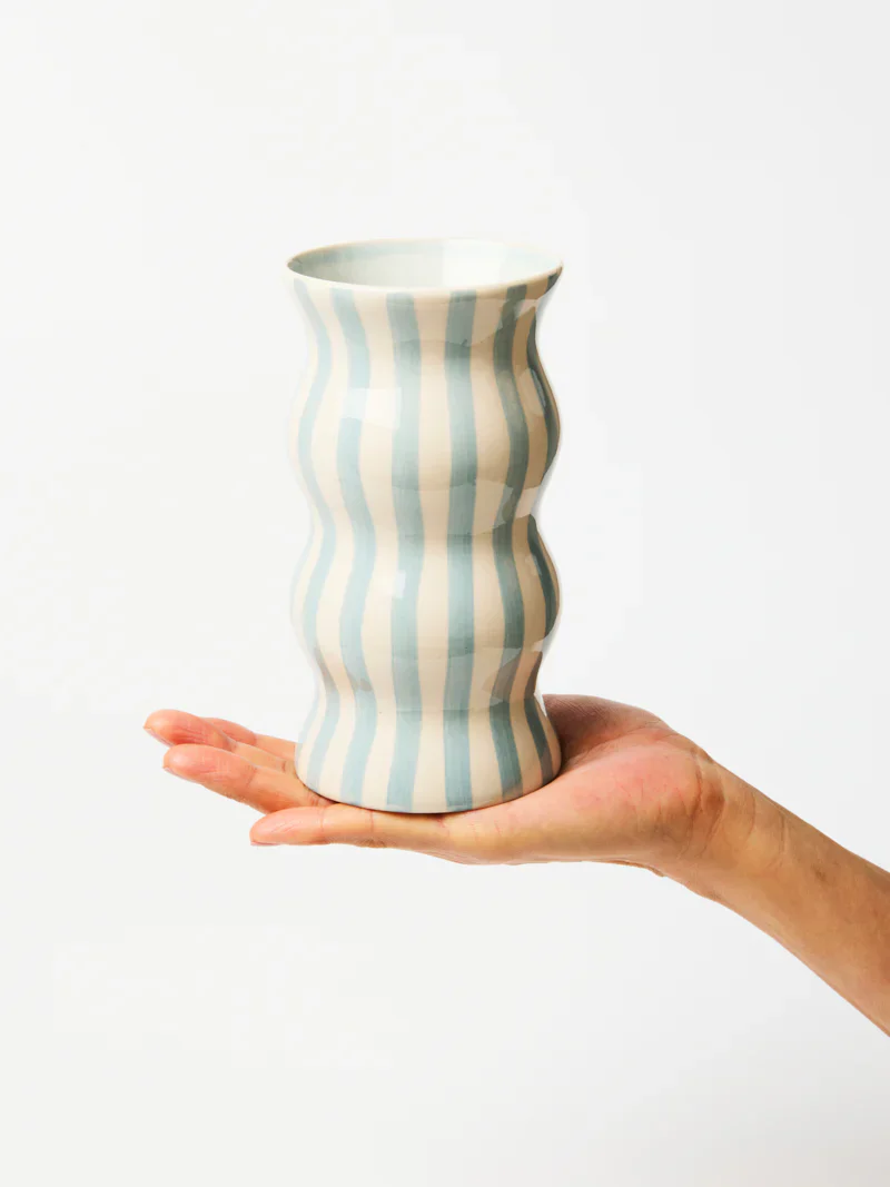 Jones & Co - PALMA PALE BLUE STRIPE VASE