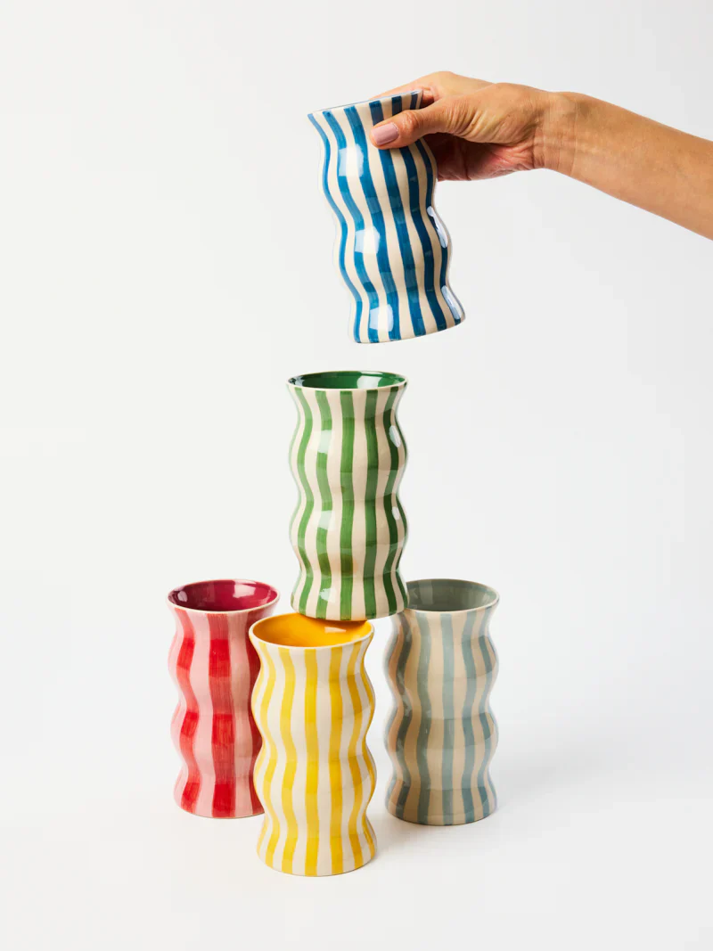 Jones & Co - PALMA PALE BLUE STRIPE VASE - Image 3