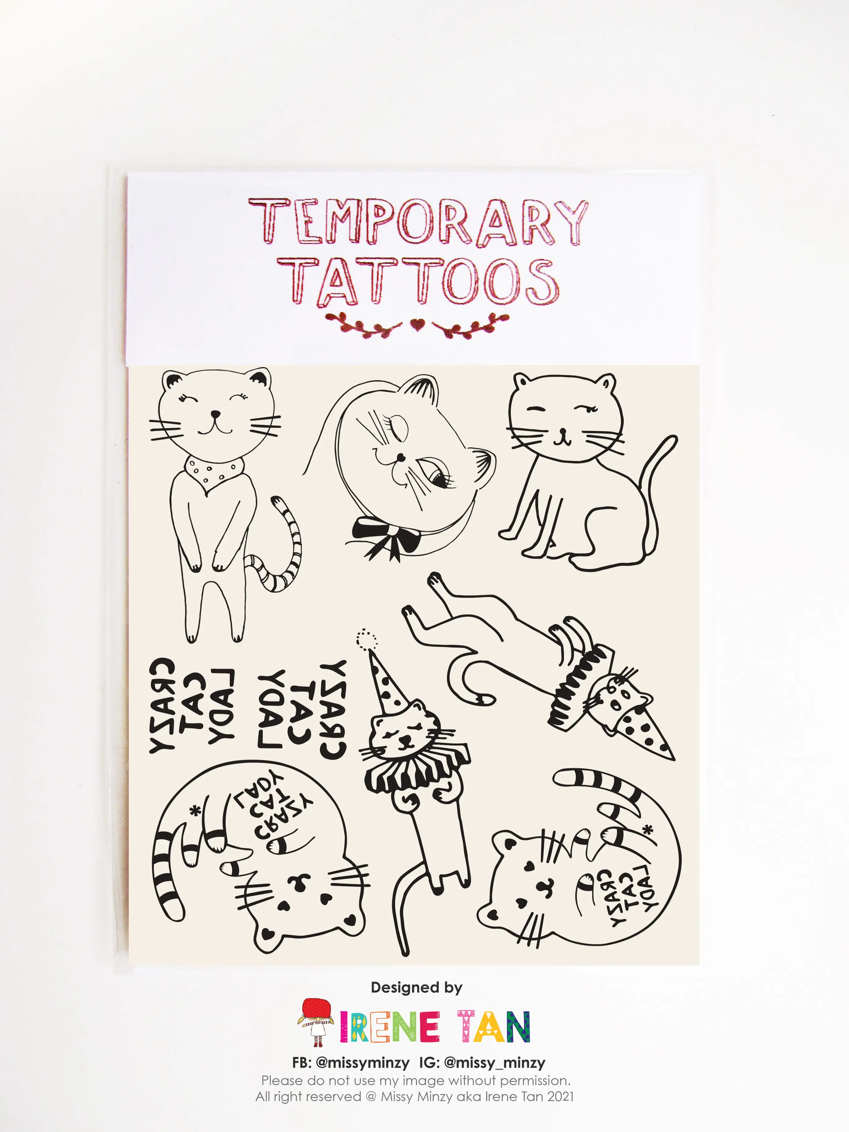 Missy Minzy - Crazy Cat Lady Temporary Tattoos