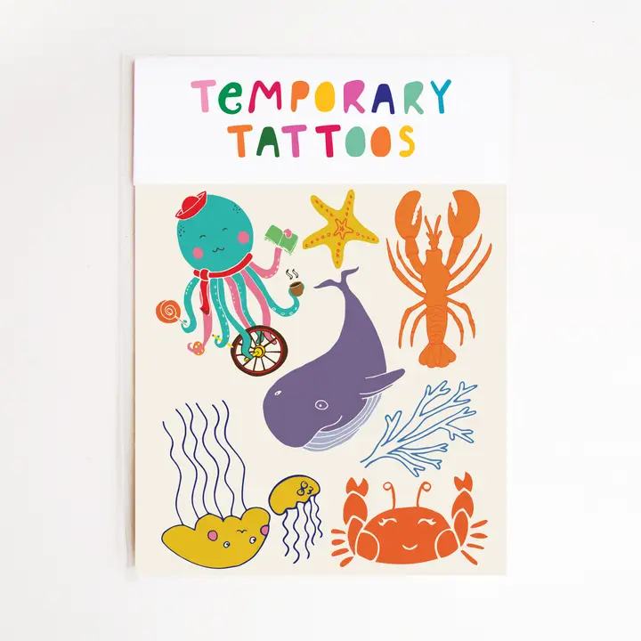 Missy Minzy - Octopus, Lobster, Whale, Crab, Jellyfish Temporary Tattoos