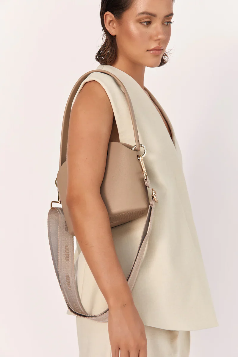 Nim - Shoulder Strap - Taupe Mono + Gold - Image 2