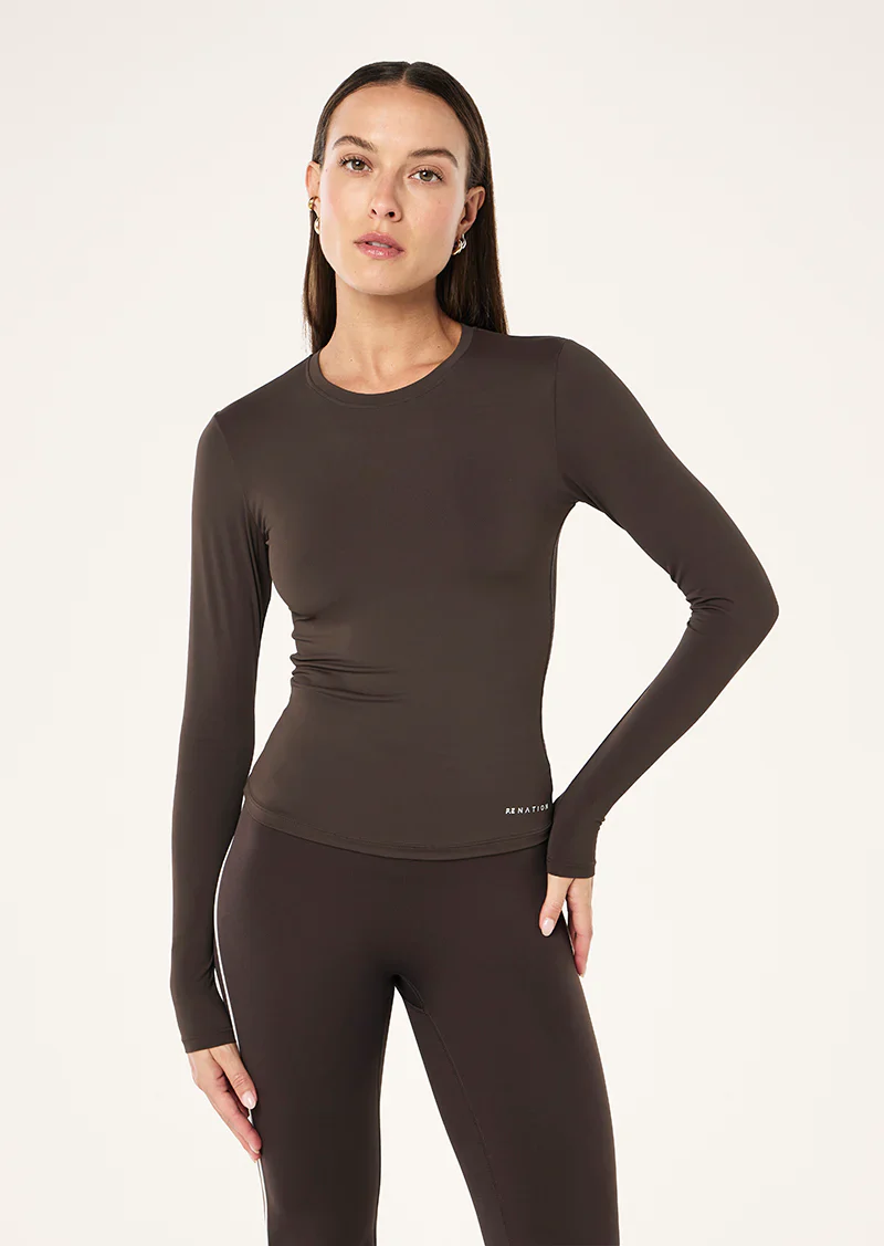 PE Nation - Foundation Long Sleeve Top - Coffee - Image 4