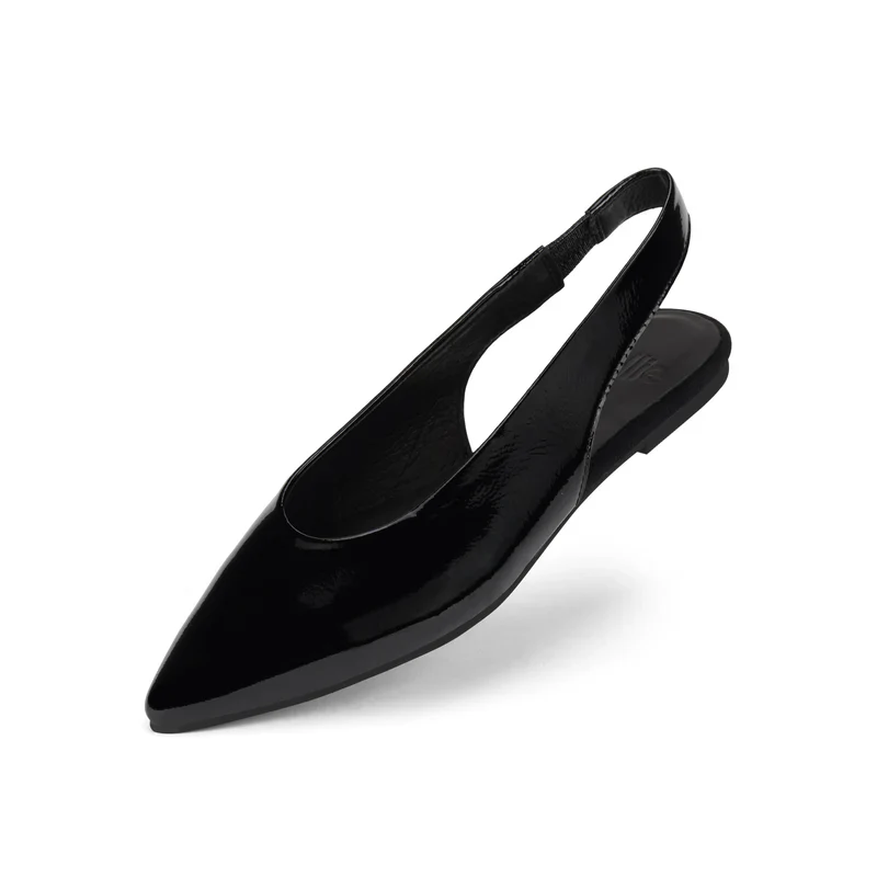 Rollie - Pointed Slingback Shoe - Black Patent - Image 3