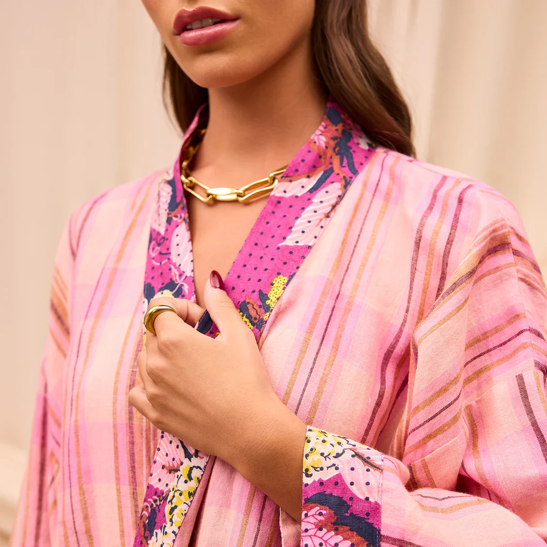 Sage & Clare - Nicolette Linen Robe - Poudre - Image 5