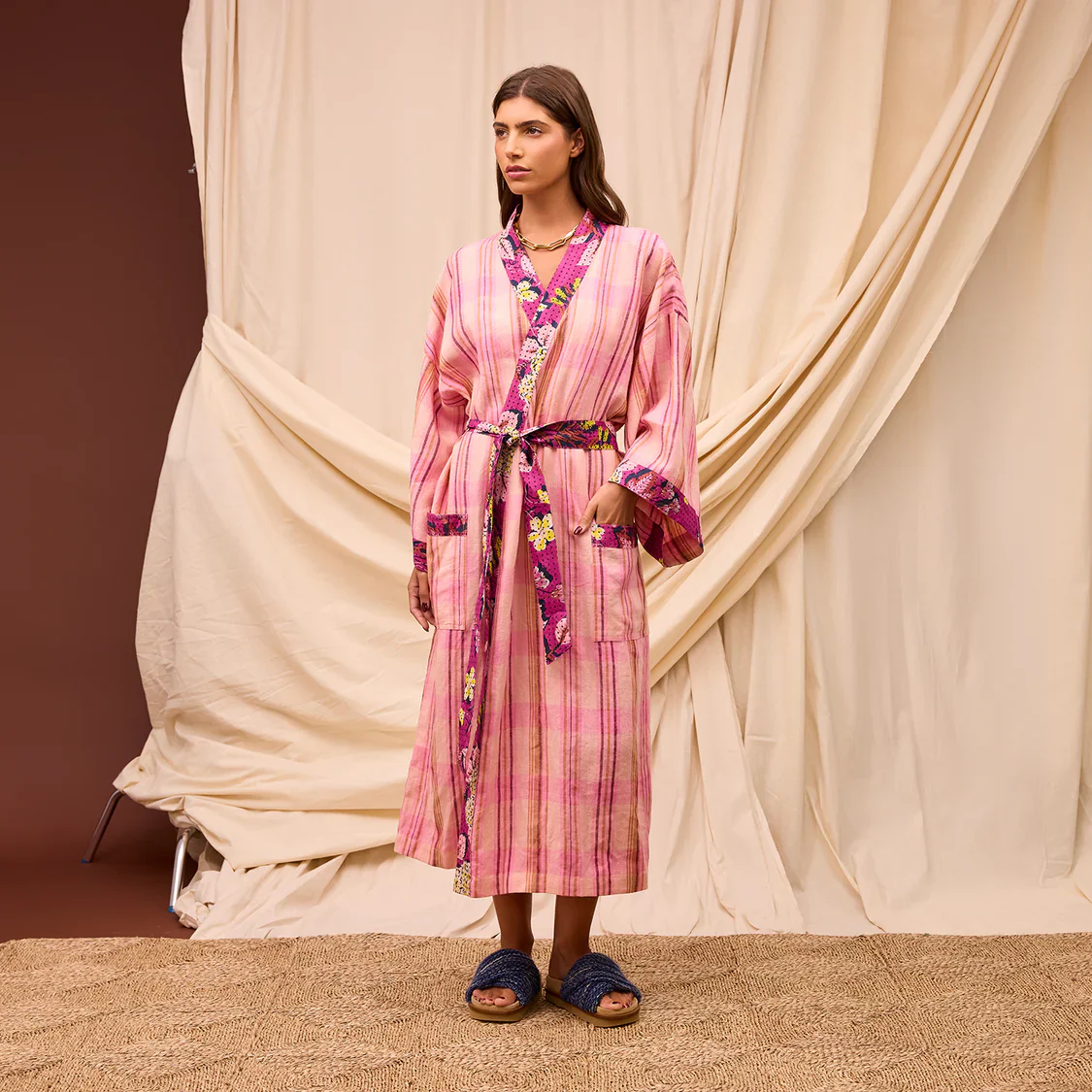 Sage & Clare - Nicolette Linen Robe - Poudre - Image 6