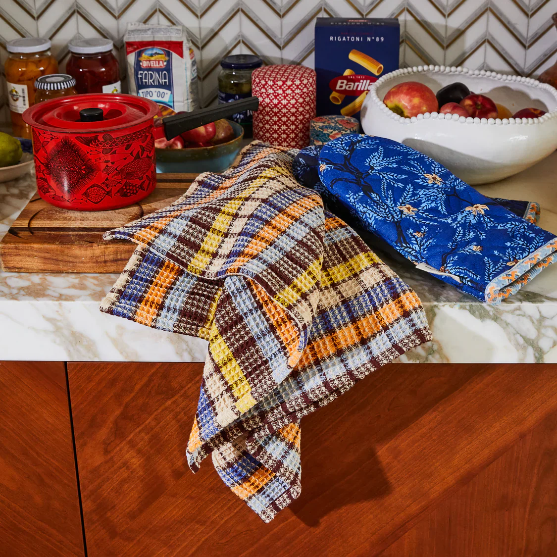 Sage & Clare - Stela Check Tea Towel - Cornflower