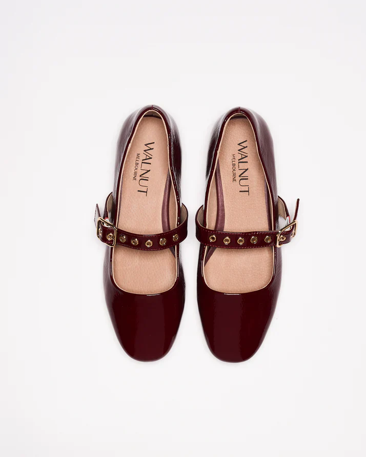 Walnut - Bianca Leather Ballet Shoe - Red Patent - Image 2