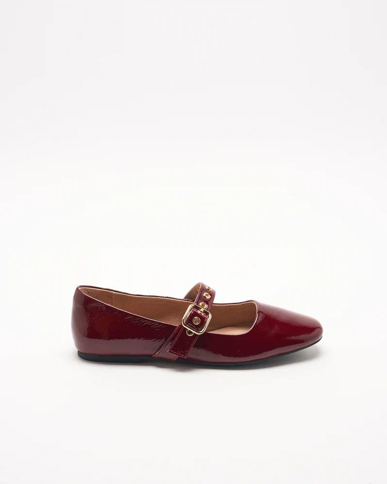 Walnut - Bianca Leather Ballet Shoe - Red Patent - Image 3